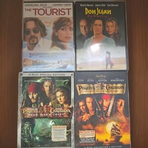 Lot If 4 Johnny Depp DVD's Pirates Of Caribbean, The Tourist, Don Juan